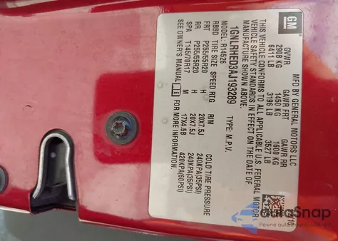 2010 Chevrolet Traverse Ltz z USA, uszkodzony, nr VIN 1GNLRHED3AJ193289